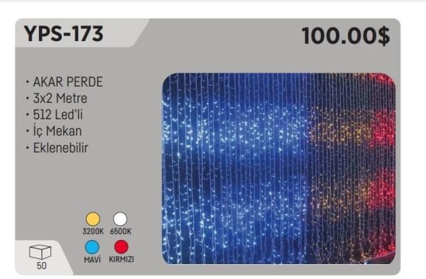 YCL YPS-173G PERDE LED AKAR 3X2 MT GÜN IŞIĞI 512 LEDLİ 220 VOLT EKLENEBİLİR İÇ MEKAN