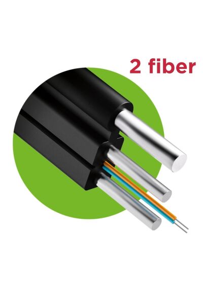 REÇBER 2 FİBERLİ SİNGLE MODE OPTİK BAĞLANTI KABLOSU DIŞ ORTAM ÇELİK ASKI TELLİ