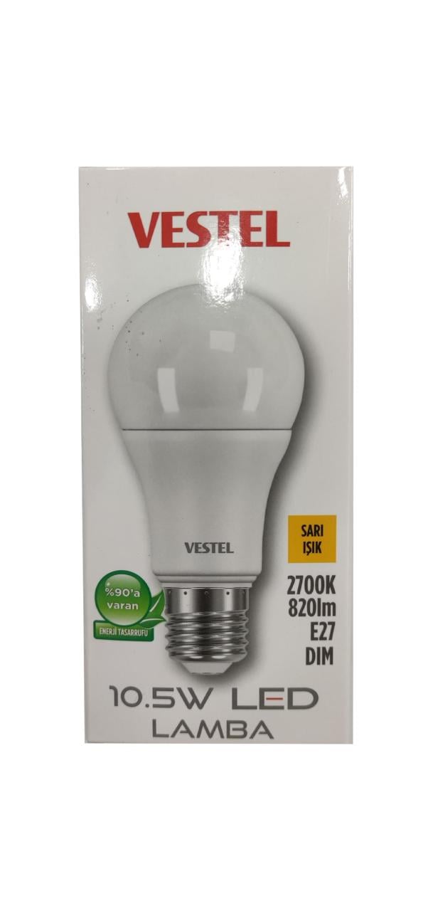 VESTEL 10.5W LED LAMBA 2700K E27 SARI DIM
