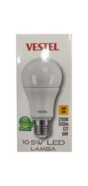 VESTEL 10.5W LED LAMBA 2700K E27 SARI DIM