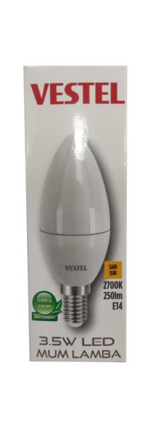 VESTEL 3.5W LED MUM LAMBA 2700K E14 SARI